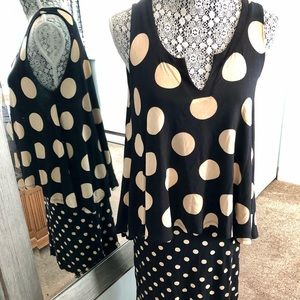 BNWOT Maeve Sleeveless MIDI Quality Dress with a Straight Skirt Cute with Spots